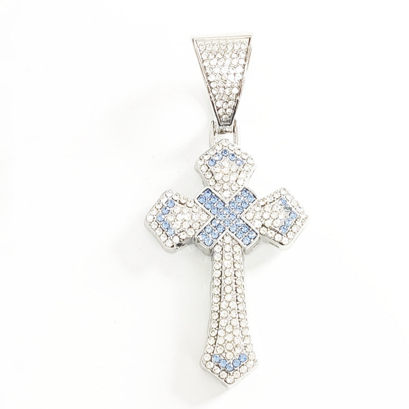 Men's Hop Cross Two-tone Blue Pink Personality Pendants
