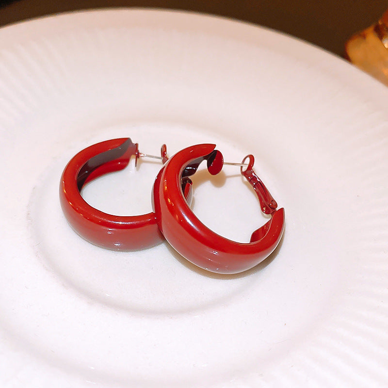 Women's Dripping Simple Geometric Sier Pin Ear Earrings