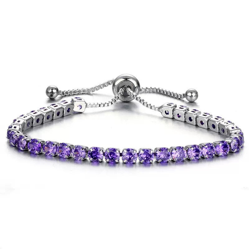 Women's Round Single Row Full Diamond Adjustable Beads Crystal Bracelet