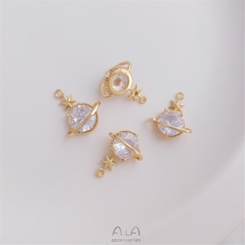 Color Retaining Gilded Zircon Planet Handmade Accessory Pendants