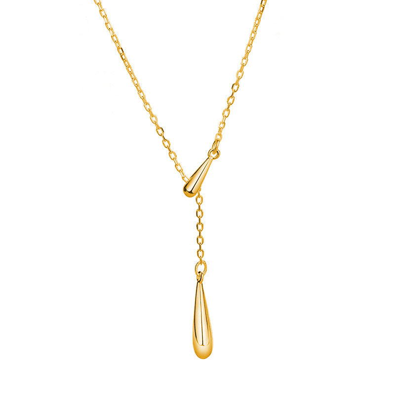 Women's Sterling Sier Tassel Water Drop French Style Minimalist Light Necklaces