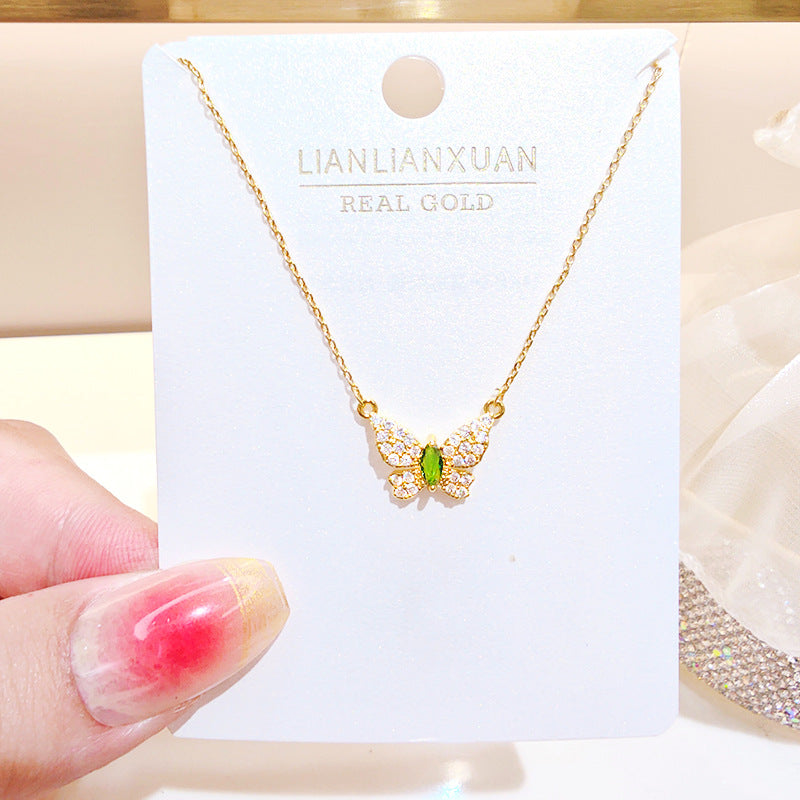 Women's Copper Summer High-grade Simple Refined Zircon Gold Necklaces
