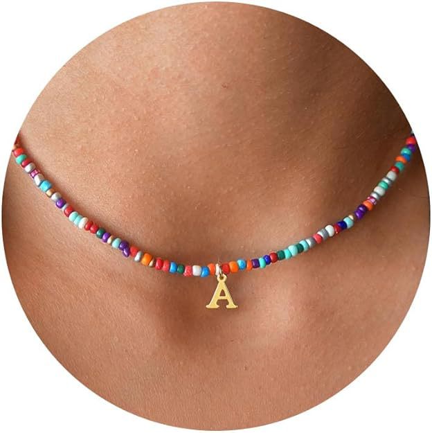 Best-selling Bubble Gold English Letter Color Small Beads Pearl Necklace