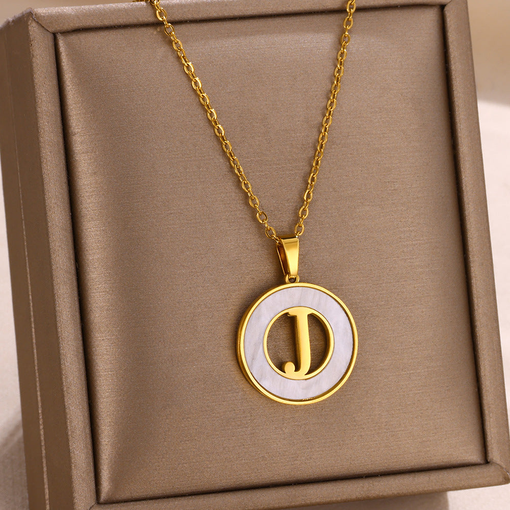 Women's Shell Round Stainless Steel Letter Fashion Pendants
