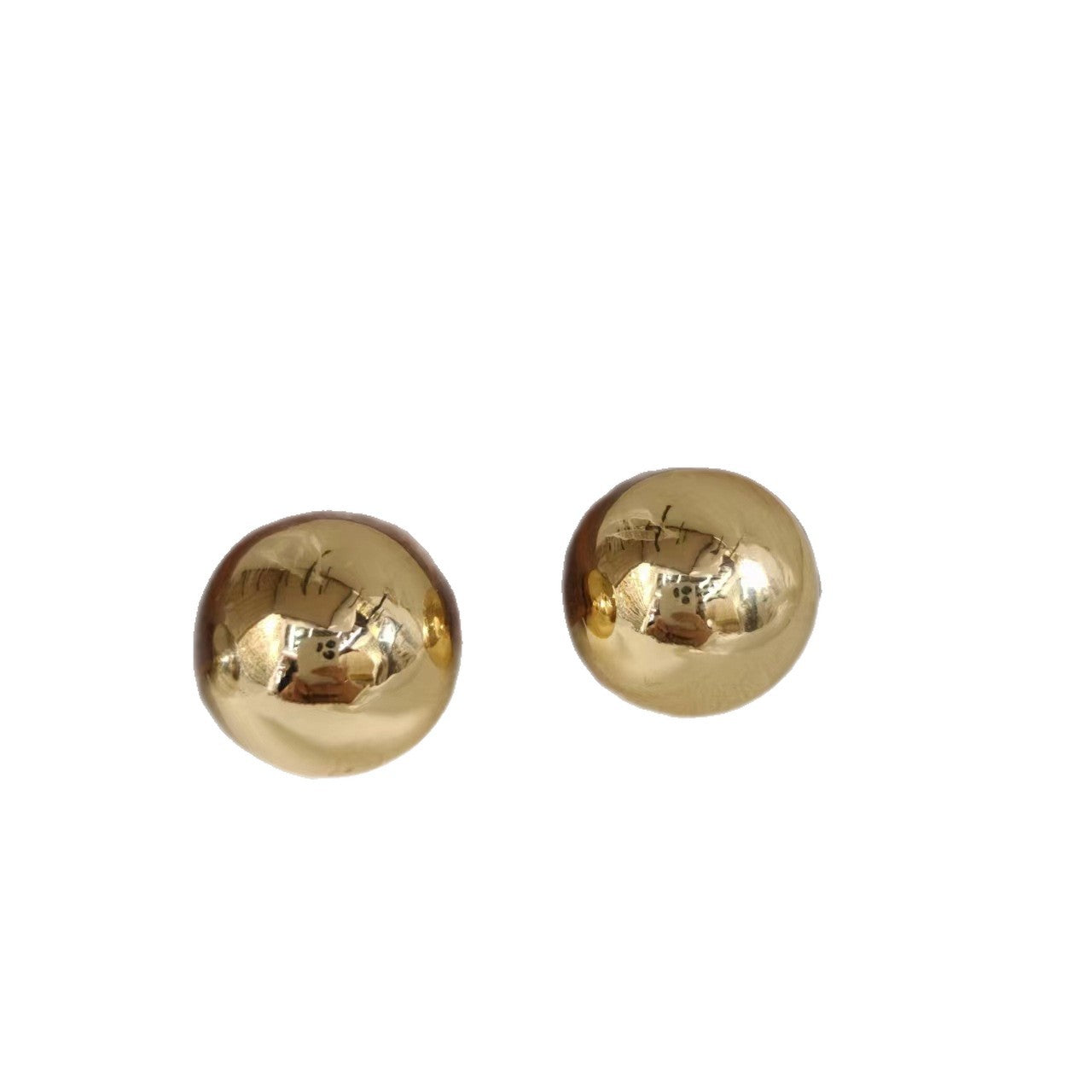 Ji Xu Sier Metal Ball Retro Easy Matching Summer Simple Earrings