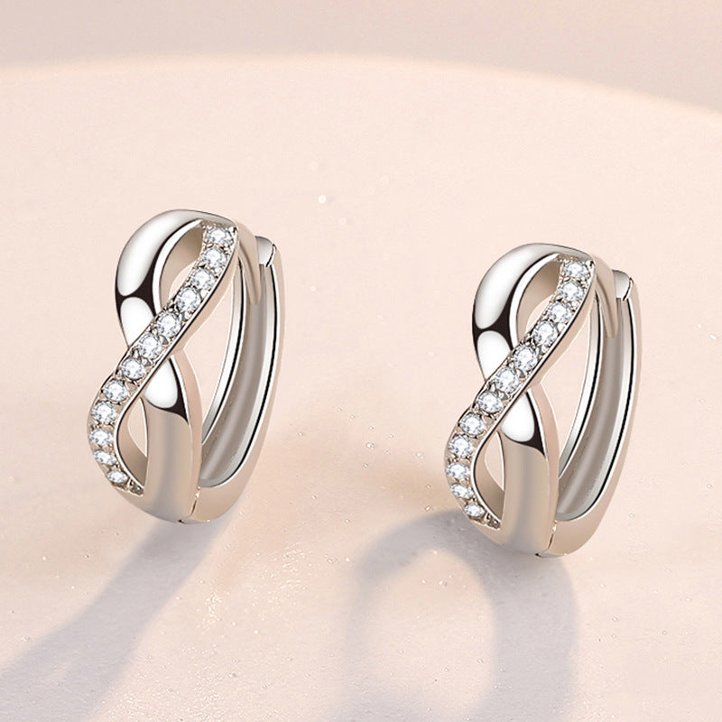 Twisted Circle Ear Clip Diamond Korean Stud Earrings