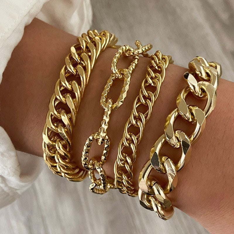 Leaves Glossy Irregular With Personality Stripes Bracelets