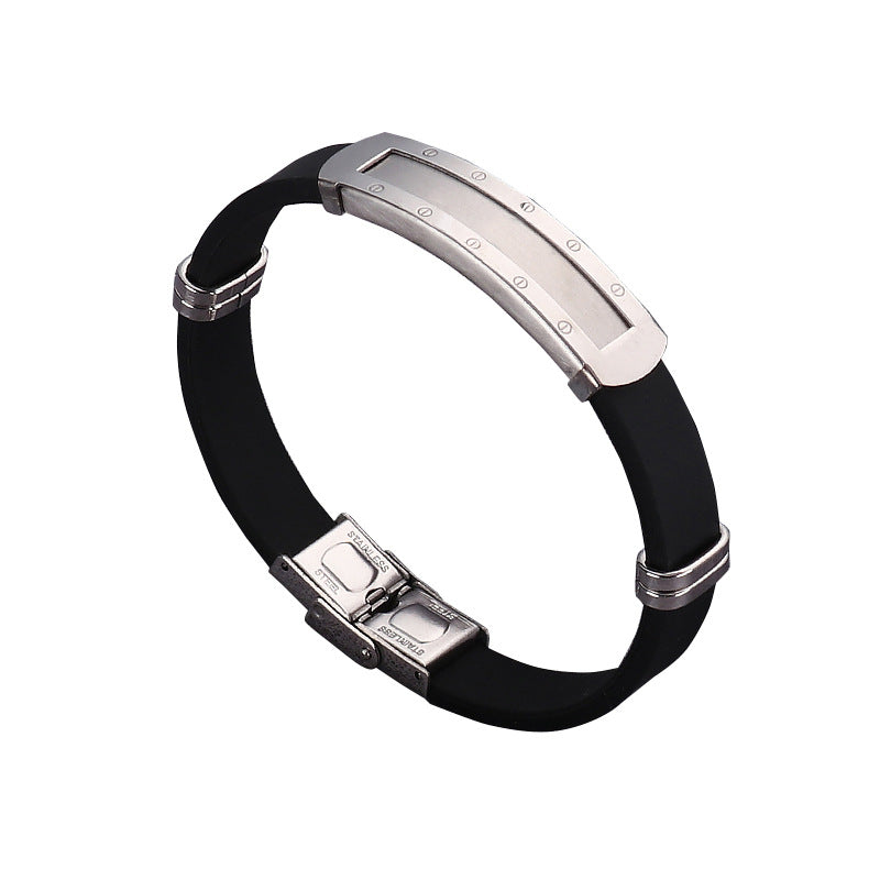 Men's Silicone Stainless Steel Laser Sculpture Hip Bracelets