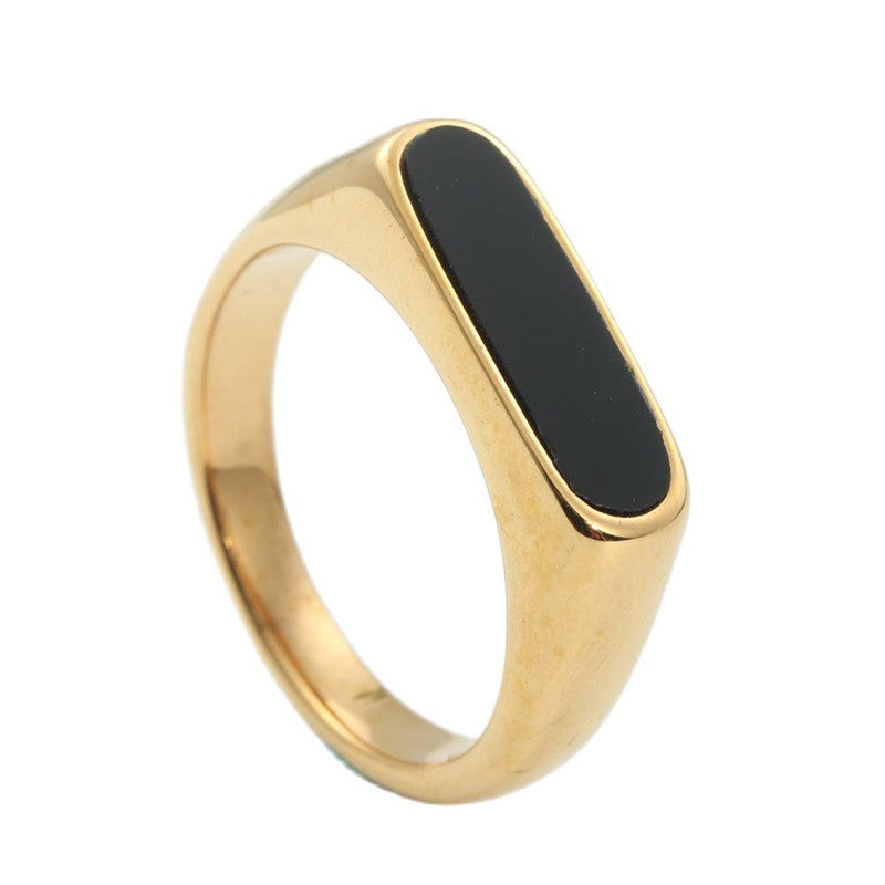 Ornament Titanium Steel Rectangular Retro Trendy Female Personality Rings