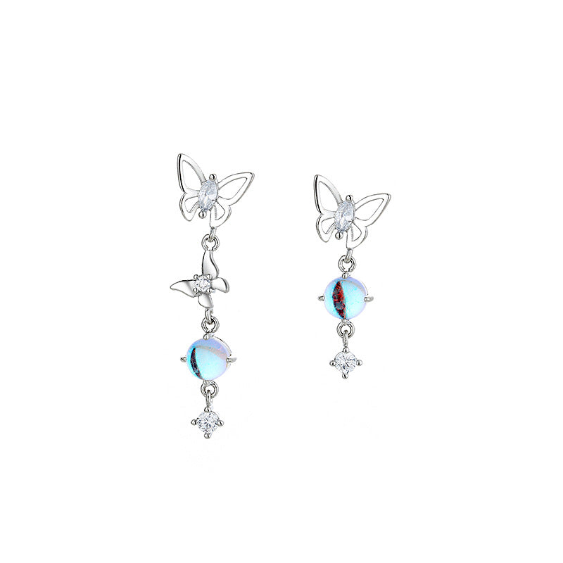 Luxury Asymmetric Niche Zircon Tassel Temperament Earrings