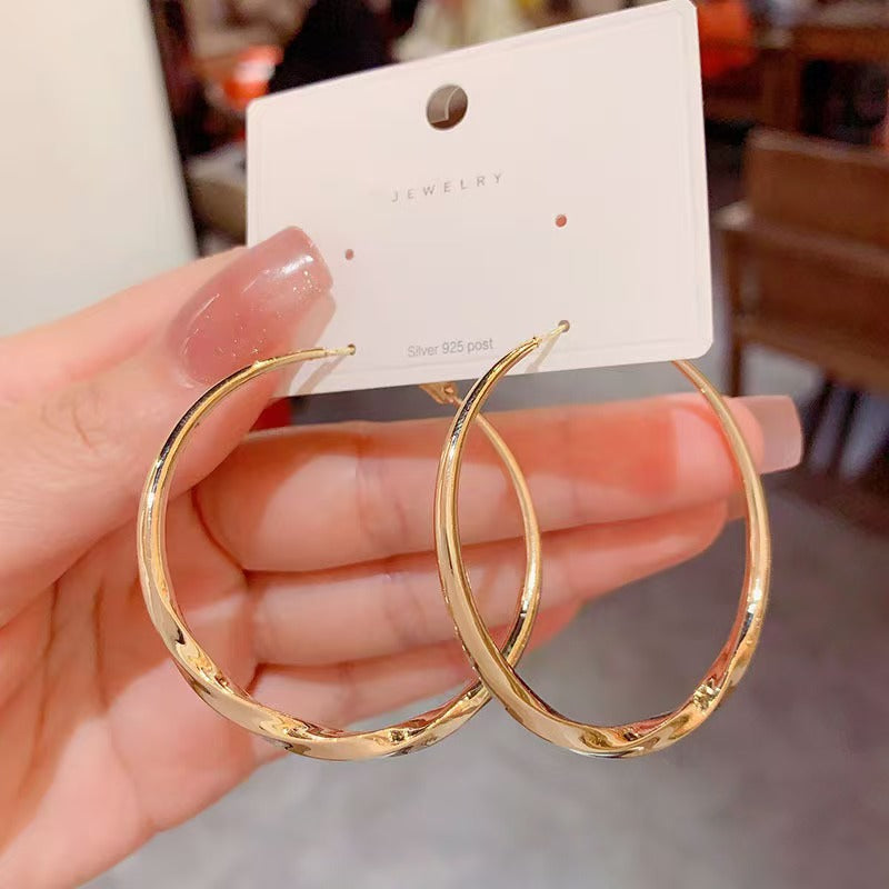 High-grade Ear Sier Zircon Big Hoop Trendy Rings