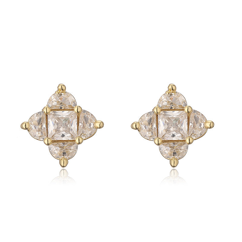 Women's Affordable Luxury Copper Inlaid Color Diamond Earrings