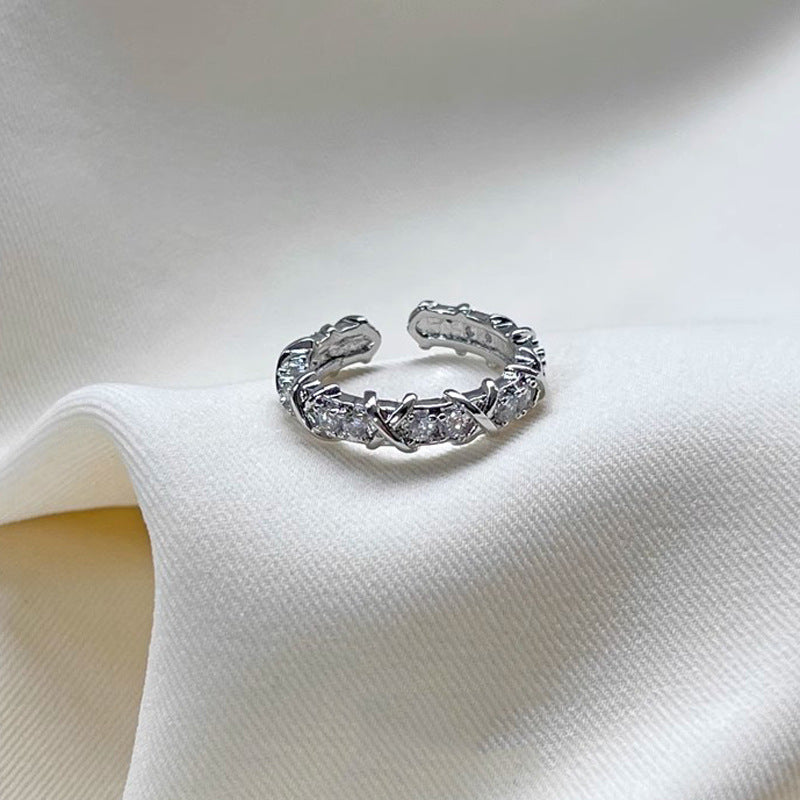 Exquisite Double Layer Inlaid Zircon Open Female Design Personality Rings