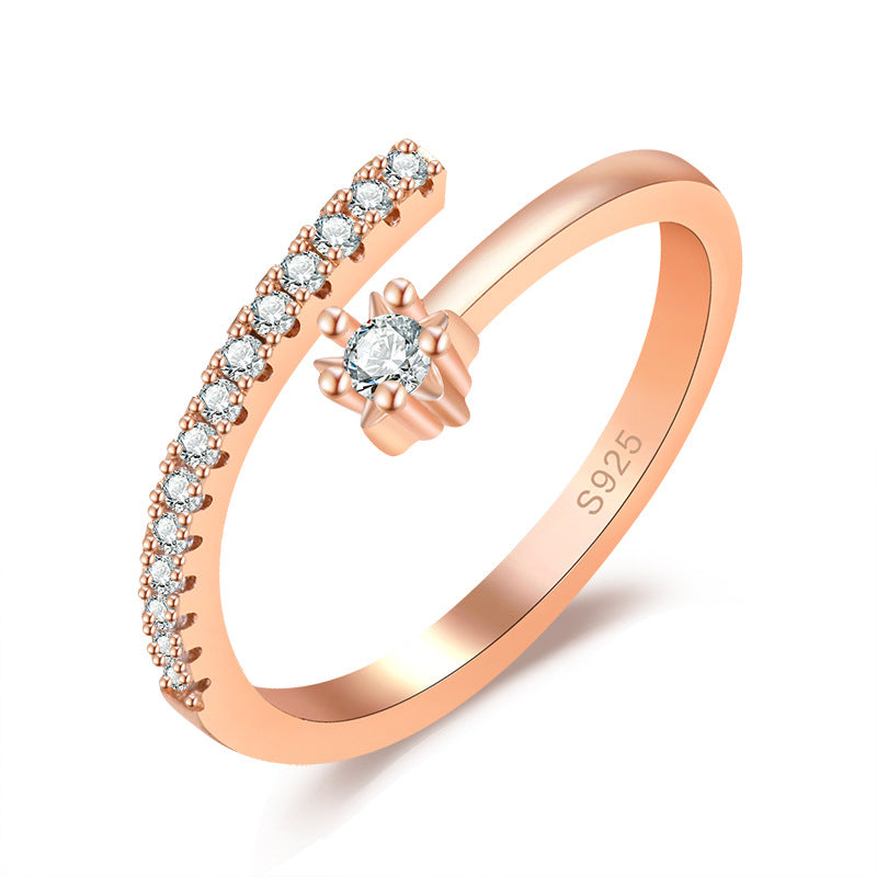 Simple Opening Five-pointed Star Zircon Ornament Rings
