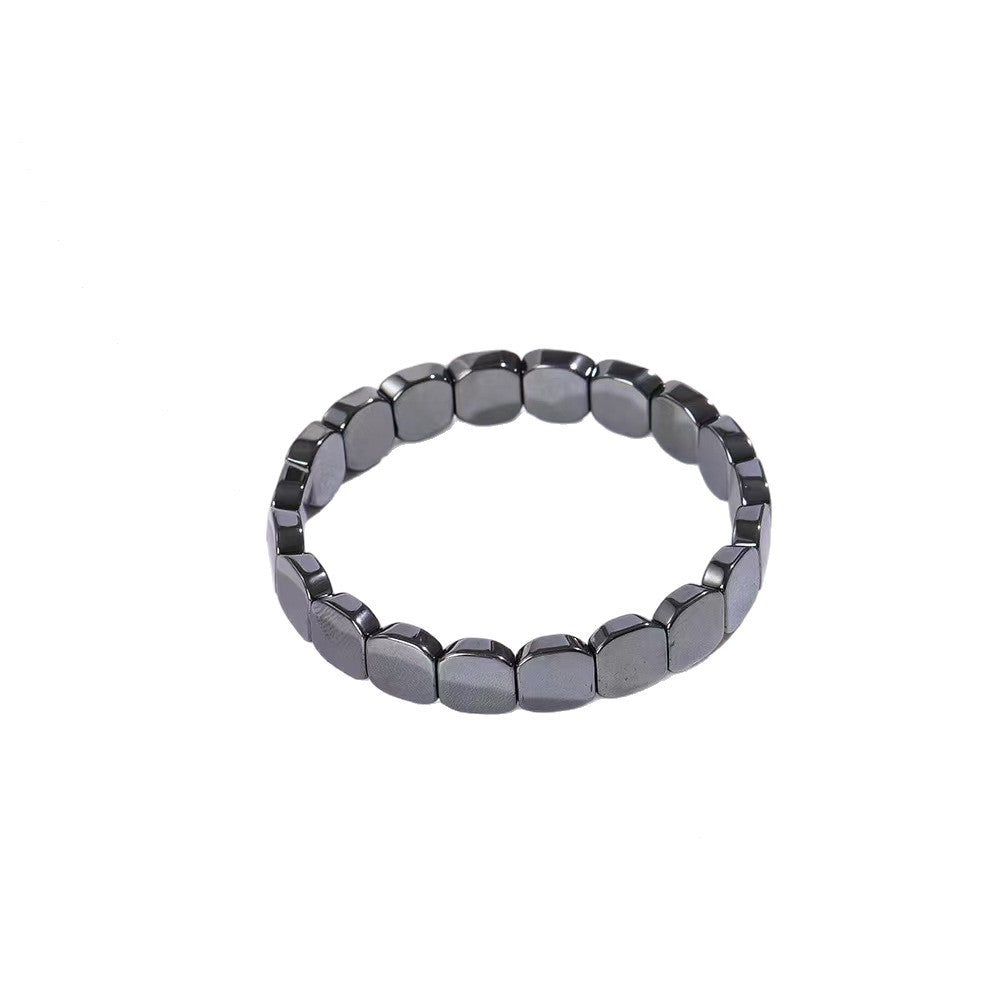 Women's & Men's Fashion Hematite Haematite Stretch Square Beaded Bracelets