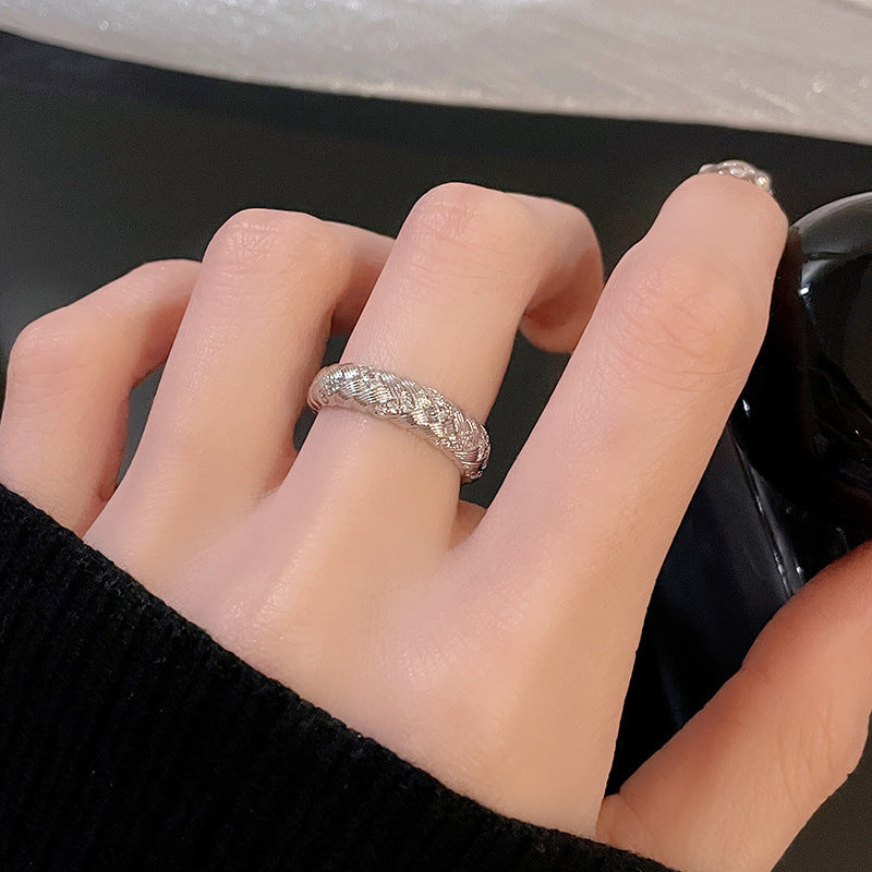 Women's Open Wheat Plated Inlaid Zircon Special Interest Rings