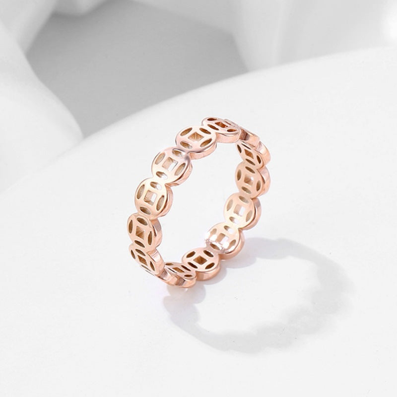 Women's String Of Coins Titanium Steel Plated Fashion Characteristic Fortunate Ring