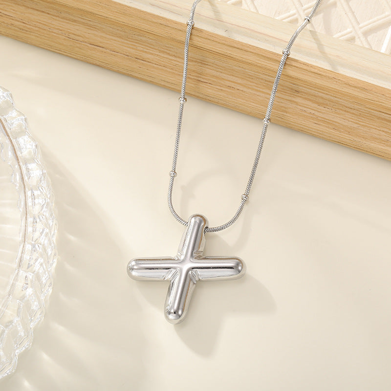 Women's Trendy Bubble Letter Colorfast Titanium Steel Design Pendants