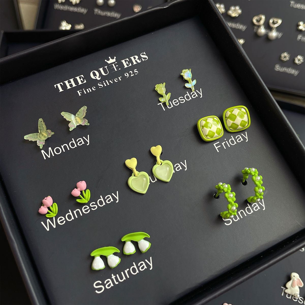 One Week Gift Box Fresh Simple Flowers Female Earrings
