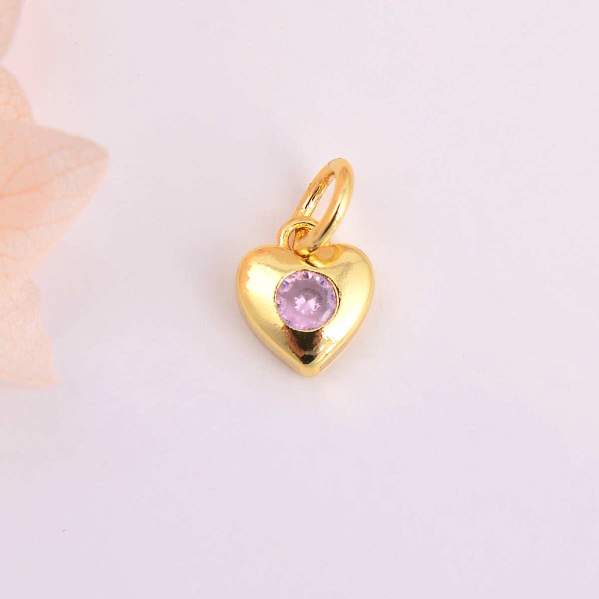 Colorful Heart-shaped Zircon Gold Small Copper Pendants