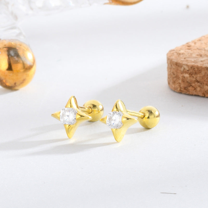 Women's Fungus Bone Nail Minimalist Star Twist Earrings