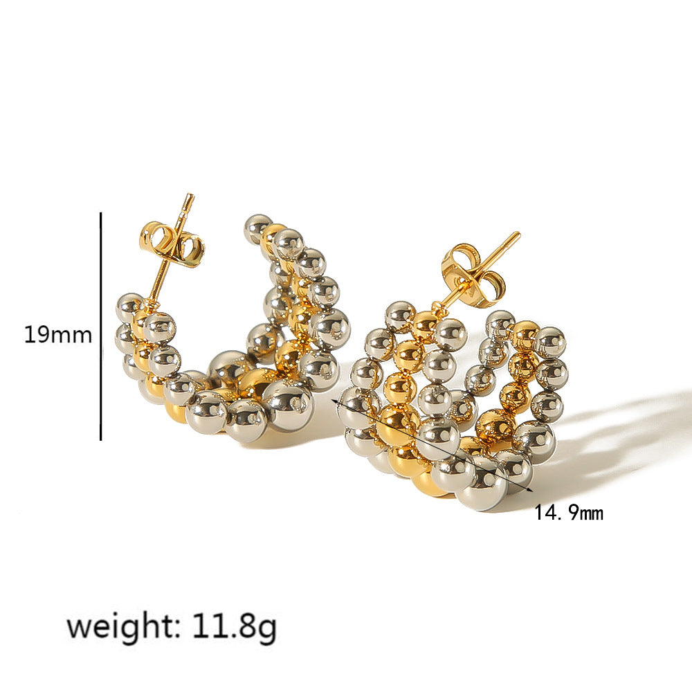 Luxury Design Round Beads Connection Shaped Earrings