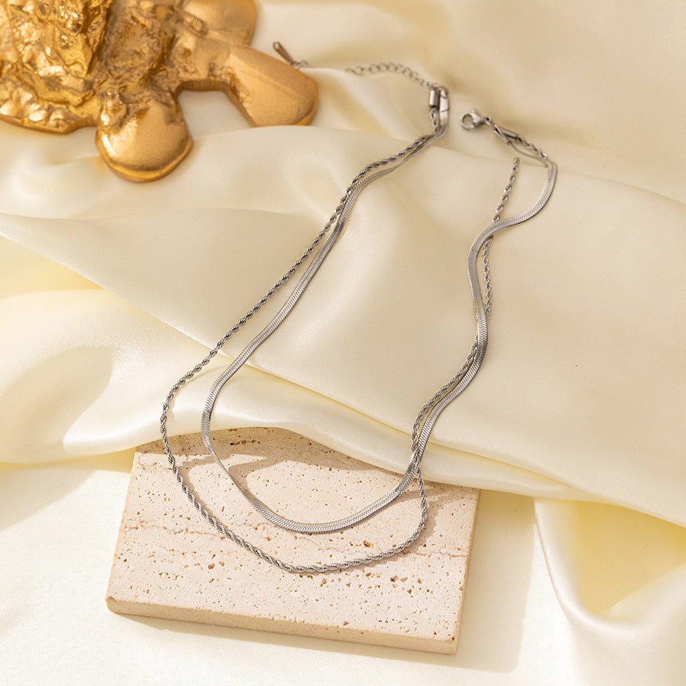 Women's Popular Twin Style Gold-plated Titanium Steel Necklaces