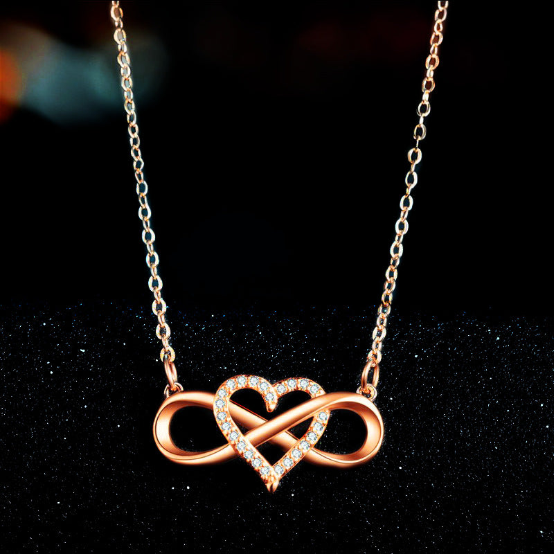 Women's Fashion Gold Heart Shape Lucky Diamond Necklaces
