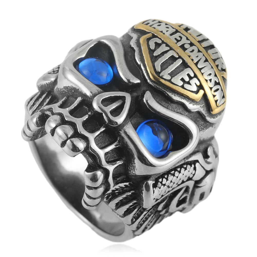 Men's Titanium Steel Skull Trendy Personality Punk Vintage Stainless Ring