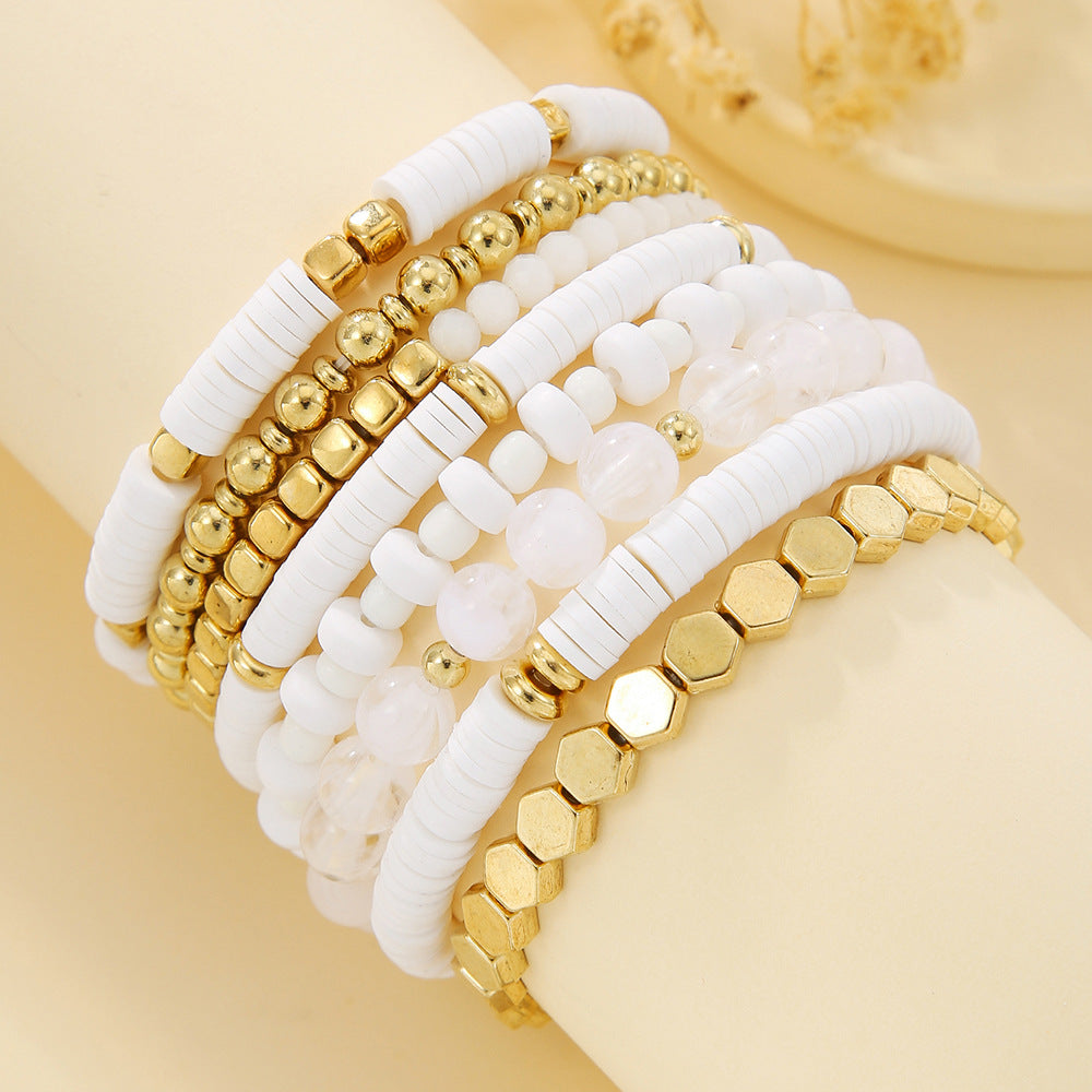 Clay Teacher's Day Gift White Girlfriends Multiple Bracelets