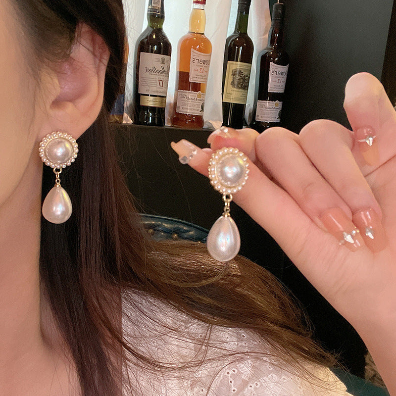 Light Luxury Minority Bow Pearl Graceful Long Earrings