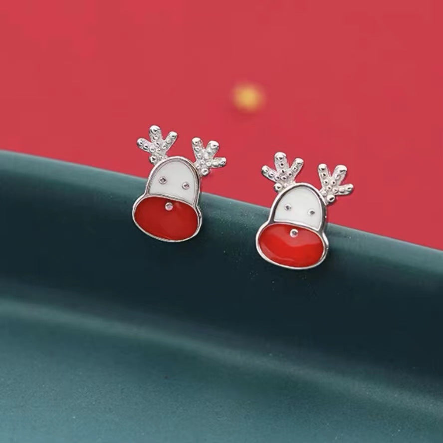 Winter Christmas Snowflake Reindeer Candy Sweet Earrings