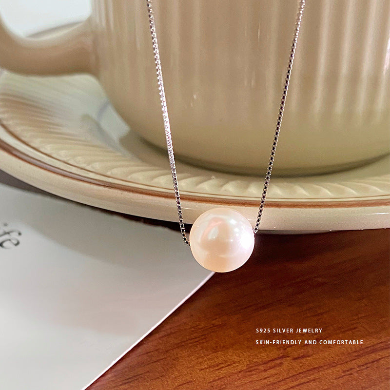 Women's Sier Single Mother Pearl Sweet Short Necklaces