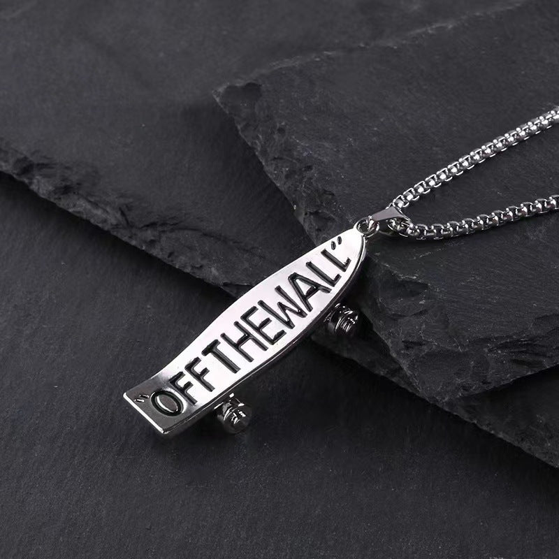 Women's Titanium Steel Sweater Chain Letter Scooter Pendants