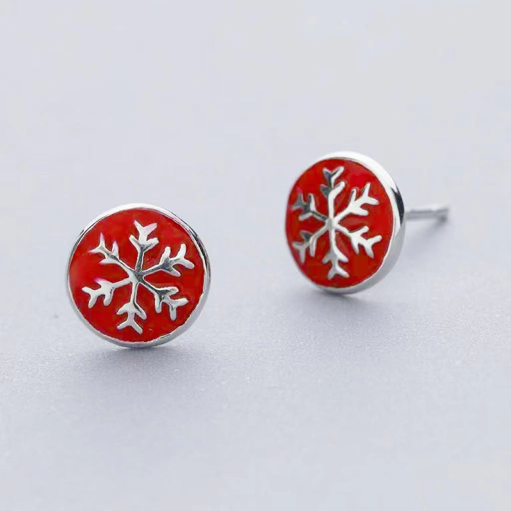 Winter Christmas Snowflake Reindeer Candy Sweet Earrings