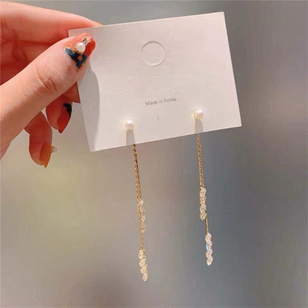 Women's Sier Light Luxury Long Tassel Exaggerated Earrings