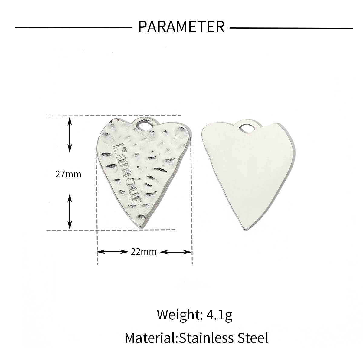 Peach Heart Wings Lock Stainless Steel Retro Titanium Pendants