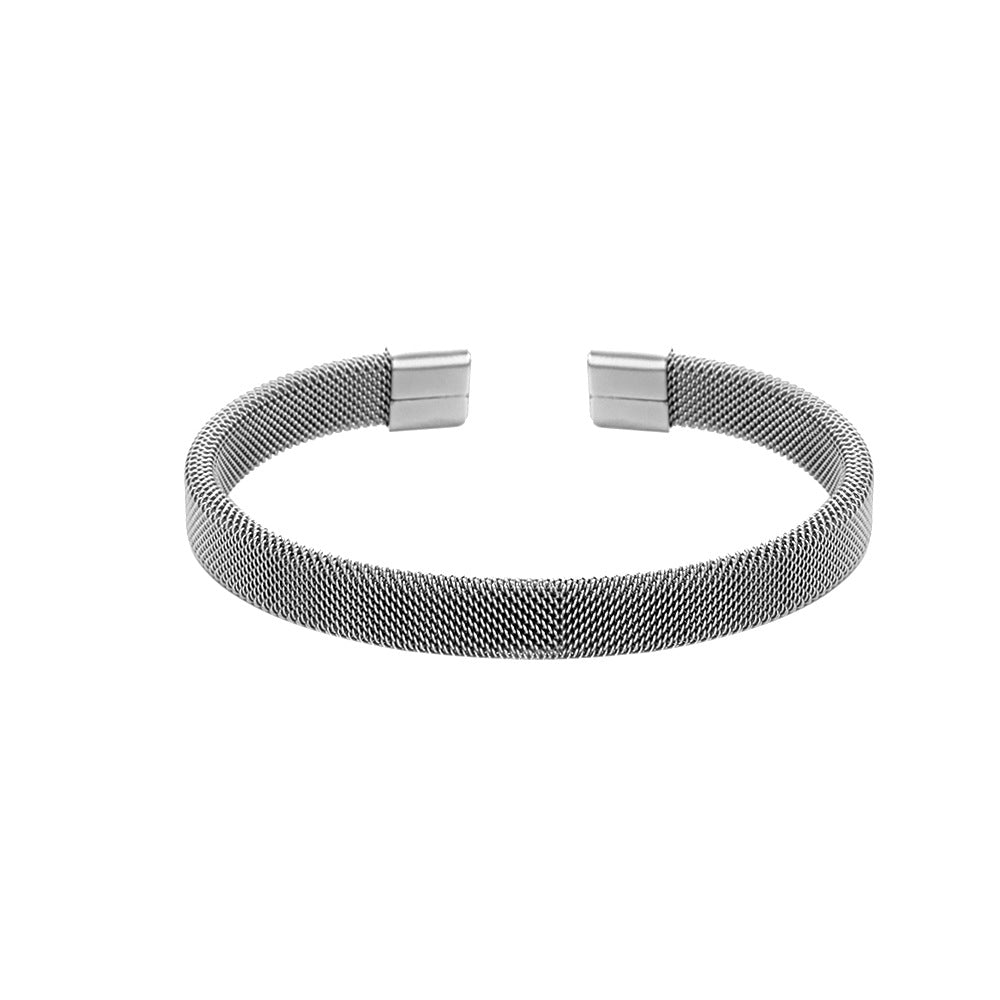 Men's Fashion Simple Titanium Steel Gold Plated Shaped Open Bracelets