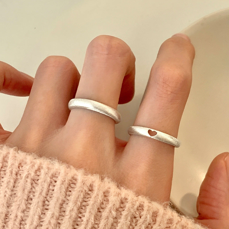 Women's Frosted Love Heart-shaped Combination Simple Daily Rings