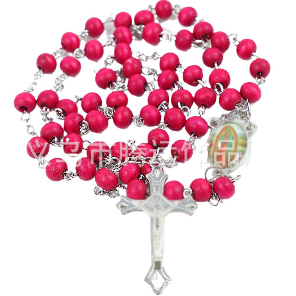Women's & Men's Bead Religious Cross Lady Of Guadalupe Necklaces
