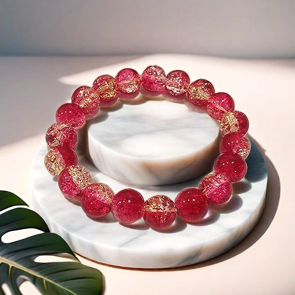 Purple Brushed Floral Beads Female Hand Toy Bracelet
