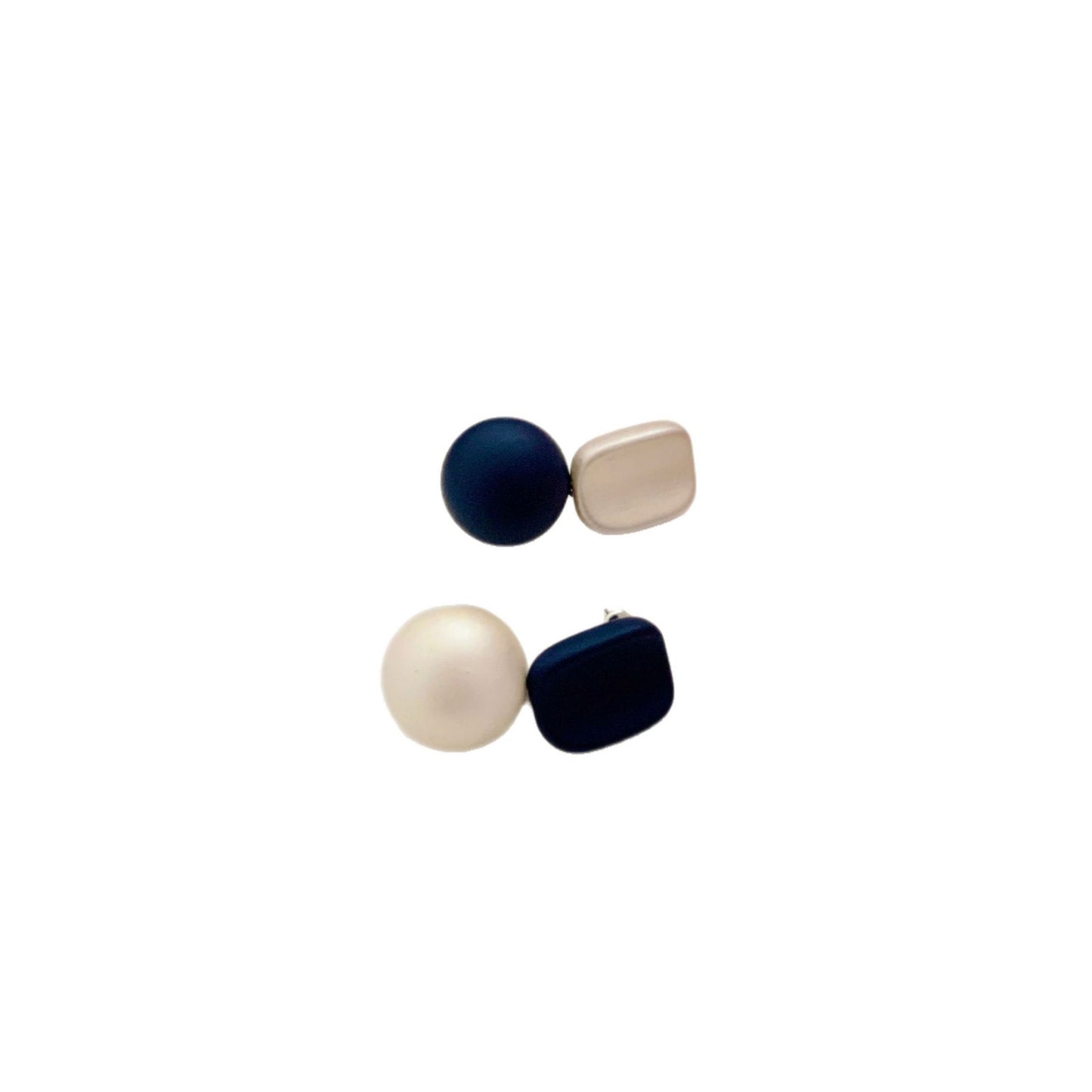 Blue Sier Pin Contrast Color French Entry Rings