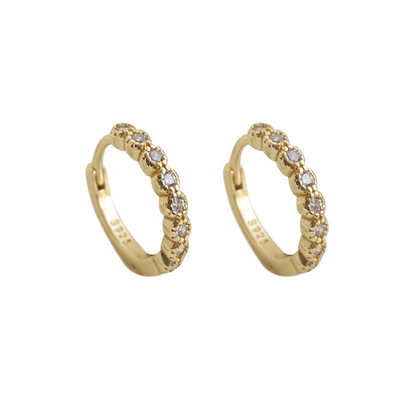 Women's Sterling Sier Diamond Fashionable Temperament Niche Stud Earrings