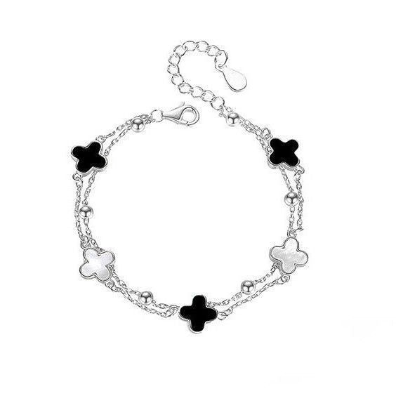 High Quality Four-leaf Clover Double Layer Wrist Female Bracelet