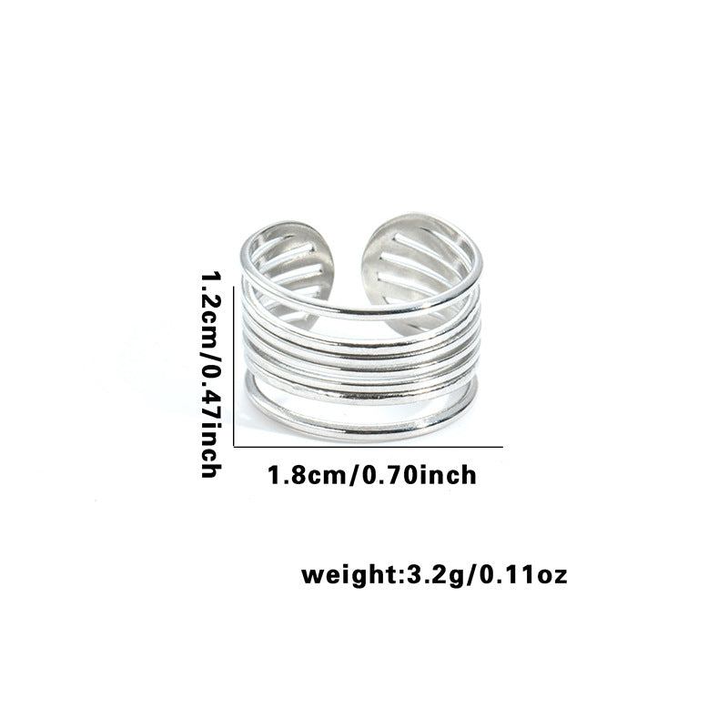 Minority Flower V-shaped Design Irregular Geometric Hollow Rings