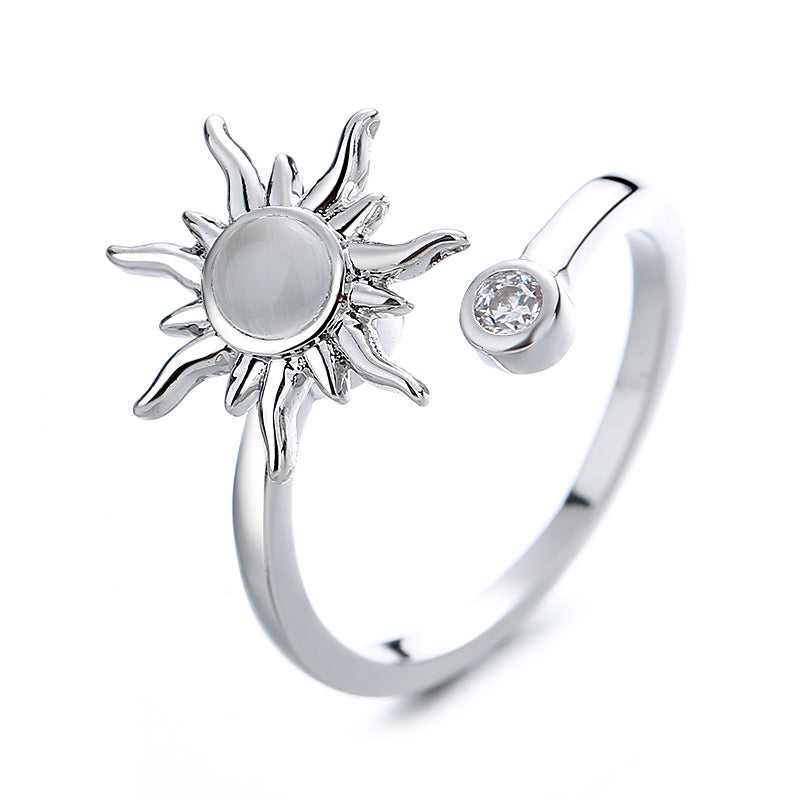 Women's & Men's Creative Set Spinning Adjustable Zircon Flower Rings