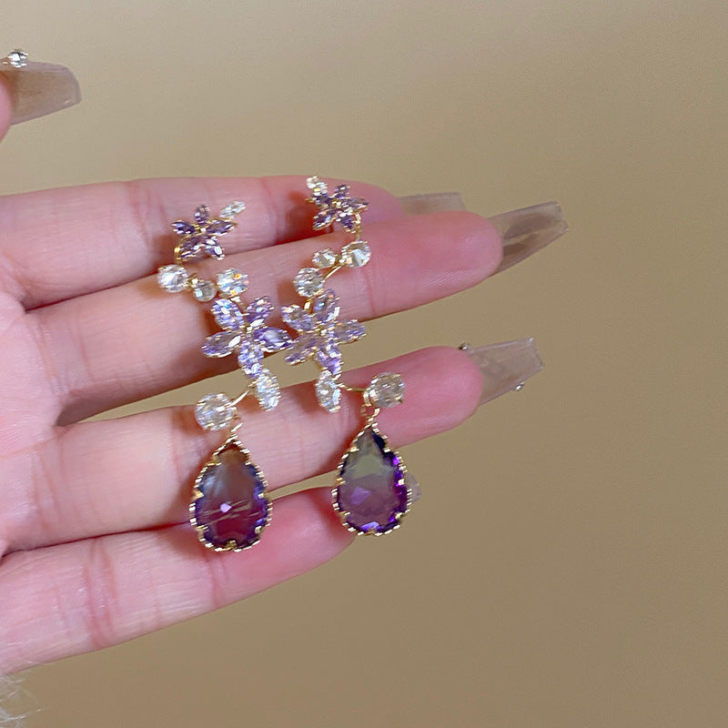 Women's Flower Portrait Tassel Super Fairy Gentle Light Luxury High-grade Rings