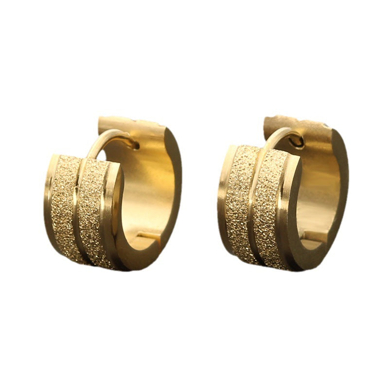 Men's Simple Personality Titanium Steel Stainless Frosted Earrings