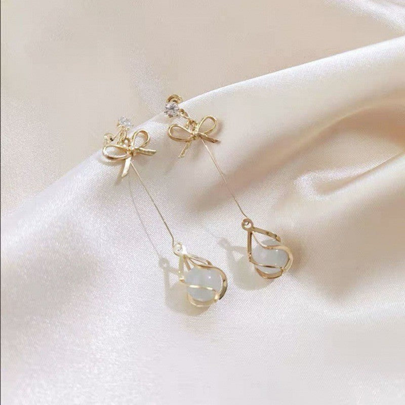 Women's Sier Needle Korean Style French Temperamental Pearl Earrings
