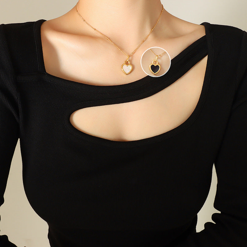 Cream Sweet Double-sided Peach Heart Titanium Pendants